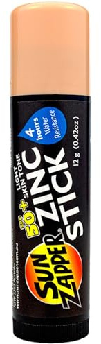 Sun Zapper Zinc Oxide Sunscreen Stick SPF 50+ Light Skin Tone – Mineral Sunscreen for Face and Body, Water Resistant Sunblock for Sensitive Skin,Travel Size 12g (0.42 oz), Australian Made