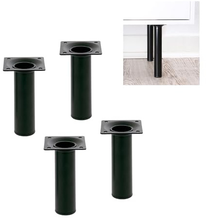 Amig Möbelfuss Tischbein Sofafuss Rund ø 30mm Höhe 500mm Schwarz Weiß oder Silber (Schwarz)
