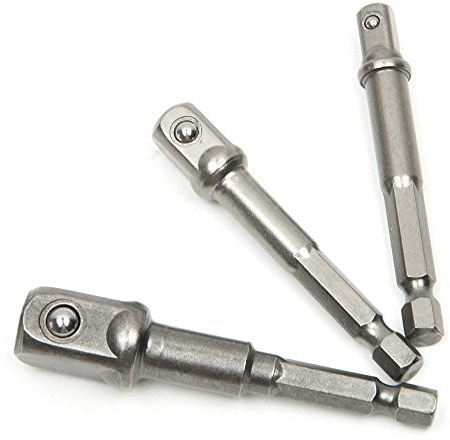 MALAYAS 3PCS Impact Socket Adapter/Extension Set Turns Power Drill Into High Speed Nut Driver. 1/4, 3/8, and 1/2 Drive