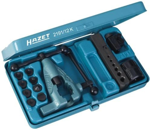 HAZET Doppel-Bördelgerät-Satz 2191/12K, 12-teilig, Spezialguss, Höhe 50 mm | Spezialguss, Länge 290 mm, Breite 173 mm, Höhe 50 mm, 3110 g, 12-teilig, Antrieb 640240 Bremsendienst, Ersatzteil verfügbar