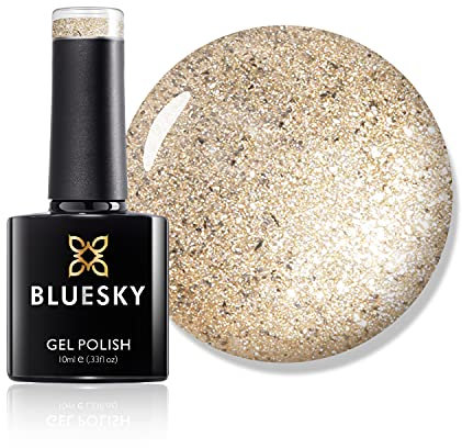 Bluesky Gel Nail Polish, Goldfish A034, Glitter, Light, Light Gold,Yellow 10 ml (Requires Curing Under UV LED Lamp)