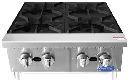 Atosa Commercial Countertop Hotplate, 4-Burner, Cast Iron Grates, Natural Gas, 24 (ACHP-4-NG)