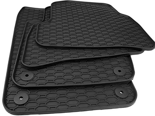 Gummimatten Kompatibel mit Polo V (6R 6C) Ibiza IV 6J Fabia III Automatten | Fußmatten NEU Premium Qualität 100% passgenau Allwetter Waben Design Schmutz Schnee & Feuchtigkeit rutschfest 4-tlg. Schwarz
