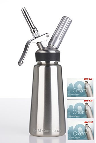 0,5 L Mosa Sahnespender Sahnebereiter (5105) Edelstahl + GRATIS 30 Sahnekapseln