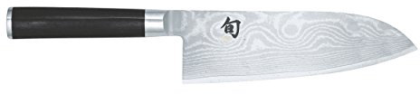 KAI Shun Classic großes Santoku 19 cm Klingenlänge - Damastmesser 32 Lagen VG MAX Kern - 61 (±1) HRC - Pakkaholzgriff - Made in Japan - japanisches Kochmesser Küchenmesser geschmiedet