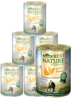 Dehner Best Nature Katzenfutter Adult, Geflügel und Leber mit Haferflocken, 6 x 400 g (2.4 kg) , 400g (6er Pack)