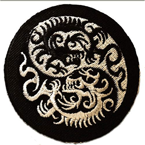 Catch the Patch Yinyang Drache Aufnäher zum Aufbügeln 7,5 x 7,5 cm Bügelbild für Erwachsene mit Yoga Achtsamkeit, Bügelpatch Patches Bügelflicken