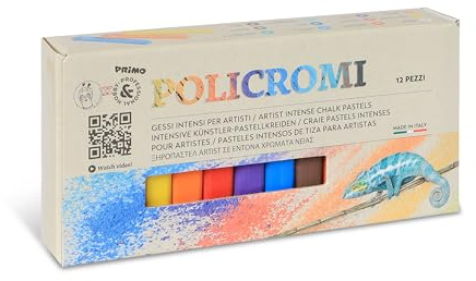 PRIMO Hobby & Professional - Tizas de Colores para Papel y Superficies Porosas, Colores Opacos Pastosos para Artistas, Pasteles de Colores Acuarelables Difuminables para Papelería y Trabajos Creativos