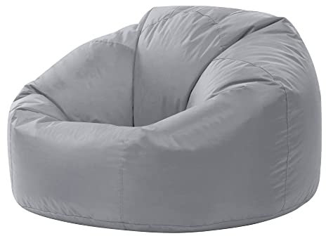 Bean Bag Bazaar Kingston Sitzsack für Erwachsene, Grau, Outdoor Sitzsack mit Füllung, Bean Bag, Wasserabweisender Stoff, Bequemer Sessel für Wohnzimmer, Garten, Terrasse