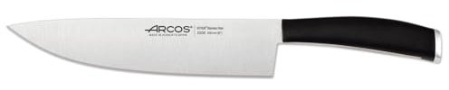 Arcos Cuchillo de Chef - Hoja Forjada Inoxidable Nitrum 200 mm - Corte Preciso y Duradero - Mango Resistente Polipropileno Negro - Serie Tango