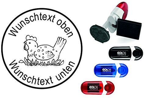 Geocachingstempel « HUHN im NEST » Durchmesser ca. Ø 24 mm - mit persönlichem Cachernamen/Nicknamen - Geocaching Stempel Pocketstempel