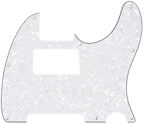 Musiclily 8 Skruvhå Gitarr Tele Plektrumskydd Humbucker för Fender USA/Mexikansk Standard Telecaster Modern Stil, 4-lager Vit Pearl