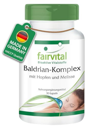 Fairvital | Baldrian Komplex - 90 Kapseln - HOCHDOSIERT - VEGAN - mit Hopfen und Melisse