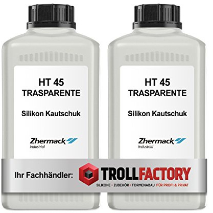 Zhermack Silikon Kautschuk HT 45 TRASPARENT transluzent Shore Härte 43 mittelhart Dubliersilikon 1:1 2kg