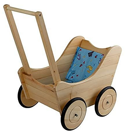 small foot 7286 Puppenwagen „Nostalgie“ aus Buchenholz, mit Gummireifen für leise Laufgeräusche