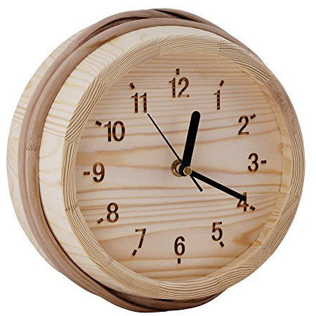 Well Solutions Exklusive Saunauhr aus Nadelholz in Kübeloptik Design für den Saunavorraum