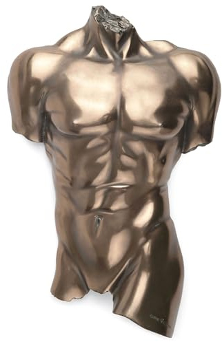Veronese Design 9 1/8 Inch Nude Male Torso Wall Hanging Sculpture Cold Cast Resin Bronze Finish Home Decor
