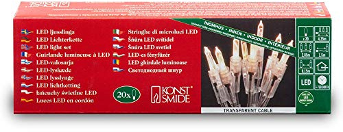 Konstsmide 6301-103 LED miniljuskedja/för inomhus- (IP20) 230 V inomhus/20 varma vita dioder/transparent kabel, varmvit