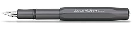 Kaweco AL SPORT Füllhalter Anthracite I Premium Aluminium Füllfederhalter für Tintenpatronen mit hochwertiger Stahlfeder I Füllfederhalter 13 cm I Füller in Grau I Federbreite: M (Medium)