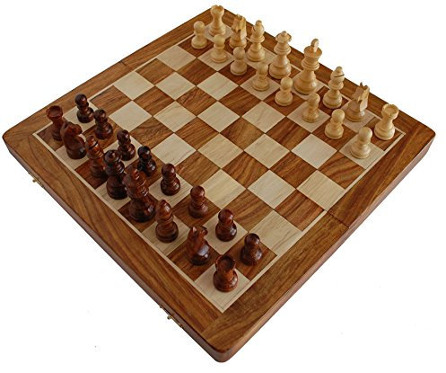 StonKraft Premium-Holz 36 x 36 cm Schachspiel - Faltbares Holz-Magnetset mit Aufbewahrung für 2 Spieler ab 15 Jahren