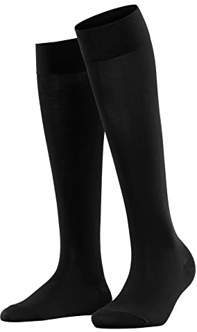 FALKE Damen Kniestrümpfe Cotton Touch W KH Baumwolle lang einfarbig 1 Paar, Schwarz (Black 3009), 39-42