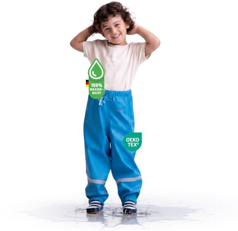 BMS Kinder Matschhose, Ohne Latz, Wasserdicht | Weiche, strapazierfähige Regenhose für Kindergarten, Spielplatz und nasses Wetter