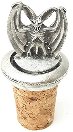 Hand Crafted Pewter Bat Wine Saver Bottle Stopper, Great Gift idea