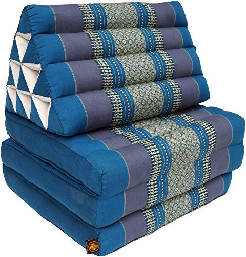 GURU SHOP Thaikissen, Dreieckskissen, Kapok, Tagesbett mit 3 Auflagen - Türkis, 30x50x160 cm