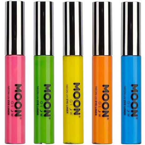 Moon Glow Delineador de ojos Neon UV - ¡brilla intensamente bajo iluminación UV! Naranja 10 ml (Paquete de 5)