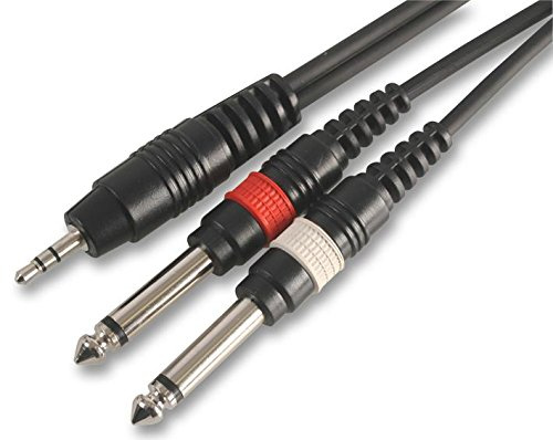 Mini jack stereo da 3,5 mm a 2 x 6,35 mm di alta qualità, spina maschio mono da 7,6 cm, cavo da 30 cm, 1,2 m, 3 m, 6 m 6 m Nero