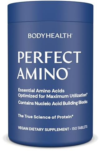 BodyHealth PerfectAmino Tablets (150 ct), Essential Amino Acid with BCAAs + Lysine, Phenylalanine, Threonine, Methionine, Tryptophan, Supplement for Muscle Mass Production, Recovery & Strength