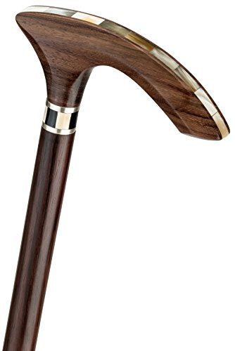 Gehstock Octagon PALISANDER, ArtDeco- Ring mit Perlmutt und Onyx, Palisander-Holz, Griff mit Horneinlagen