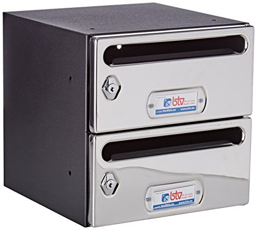 Btv - Conjunto buzon/es horizontal mercurio6 negro inoxidable (2u)