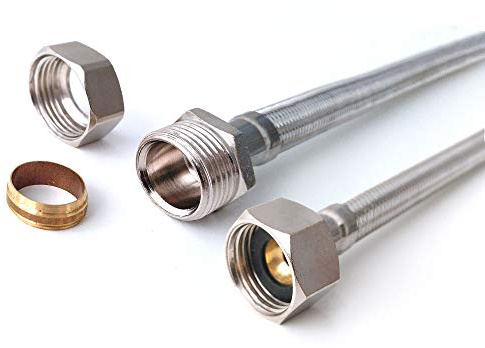 Xcel Home 2X 1/2 BSP x 15mm Compression Flexible Pipe Connectors (600mm) | Stainless Steel Braided Hose Pipe | Pair for Bathroom Kitchen Boiler DIY Replacement | Rust Lead & Corrosion Free