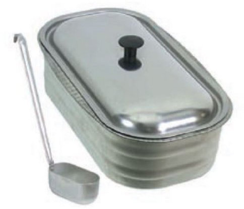 Vasca acqua in acciaio inox per stufe a legna universale + mestolo in alluminio