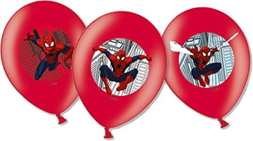 Amscan 999241 Lot de 6 ballons en latex Spider-Man Diamètre 27,5 cm Décoration Super Héros Ballon Anniversaire Fête à thème