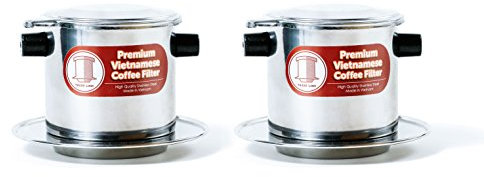 2 prensas de filtro de café vietnamita de acero inoxidable, 8 onzas, funciona bien con café francés molido. Inserto de gravedad