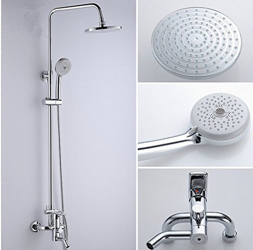 Gowe à fixation murale Finition chrome poli 20,3 cm pluie Set robinet de douche baignoire robinet mitigeur pour colonne de douche