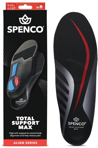 Spenco Total Support Max Shoe Insoles - Orthotic Metatarsal Arch Support Inserts - Absorbs Shock, Reduces Over-Pronation, Conforms to Foot Contours, Deep Heel Cupping Men's 14-15.5