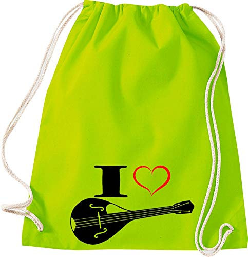 Shirtstown, Sac de gym Musique I Love Mandoline, citron vert