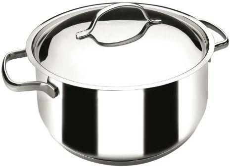 LACOR 32028 - Cacerola con Tapa Basic 28 cm Acero Inoxidable - Profesional | En acero inoxidable, para guisos y cocciones uniformes; ideal para cocina profesional y uso diario en casa, para el día a día