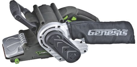 Genesis GBS321A Single Lever 3 x 21 Variable Speed Belt Sander with Adjustable Front Handle and Dust Collection Bag , Grey