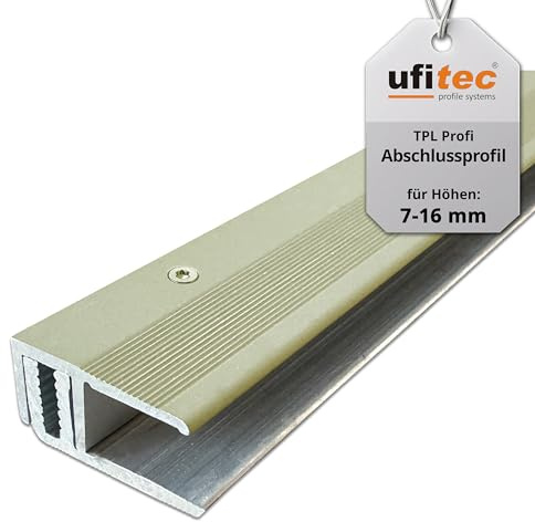 ufitec Profilsystem für Parkett- und Laminatböden - für Belagshöhen von 7-16 mm - viele Farben lieferbar (Abschlussprofil, Gold Hell, 270 cm länge)