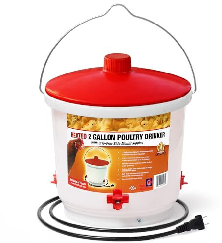 Farm Innovators HB-60P Heated Poultry Waterer Drinker, 2-Gal, 60W