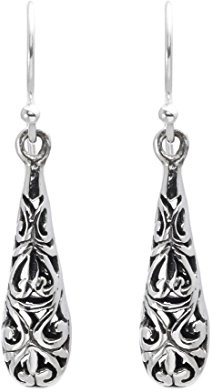 Silverly Orecchini a Goccia Cavi in Argento Sterling con Motivo Traforato a Giglio | Orecchini Pendenti in Filigrana con Volute di Ispirazione Vittoriana | Gioielli Gotici in Stile Vintage per Donna