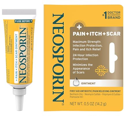 Neosporin + Pain, Itch & Scar Triple Antibiotic Ointment, 0.5 oz