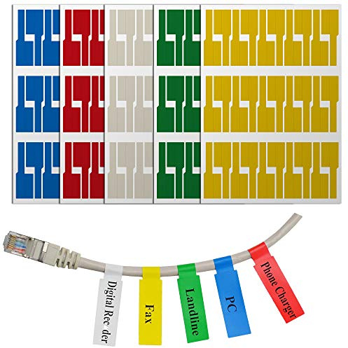 Mr-Label® US Letter Sheet Self-Adhesive Cable Label - Waterproof | Tear Resistant - with Free Print Tool - for Laser Printer (10 Sheets (300 Labels), 5 Assorted Colors)