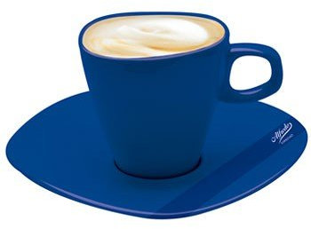 Alfredo Espresso MILCHKAFFEETASSEN blau mit Untertassen, 6 Stück