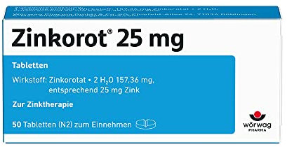 Zinkorot 25 Tabletten: Hochdosierte Zink Tabletten mit 25mg Zinkorotat pro Tablette, nur 1x täglich, 50 Stück