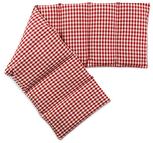 Bio-Dinkelkissen 75x20cm groß 8-Kammer, rot-weiß - Wärmekissen, Körnerkissen Bio-Dinkel